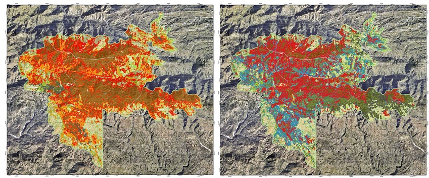 Limites du parc national du Pic Macaya sur une carte topographique d'Haïti